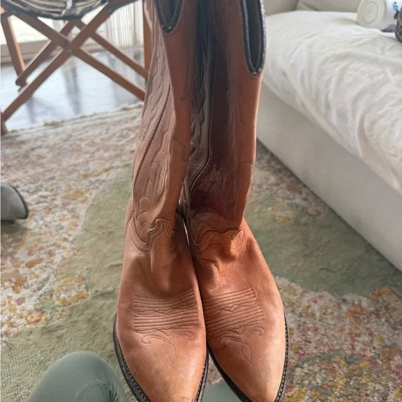 Dan Post Tan and Cream Cowboy Boots - Picture 3 of 7